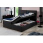 Ensemble boxspring complet tête de lit + sommiers + matelas + surmatelas AMARIS de VENESETTI - simili cuir noir - 160x200 cm