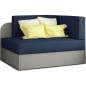 Canapé convertible 2 places moderne en tissu bleu foncé / Gris clair, coffre, ROSEN Canapé convertible 2 places moderne en tissu bleu foncé / Gris clair, coffre, ROSEN