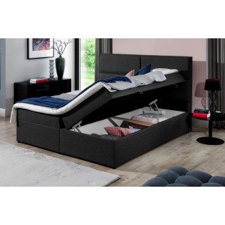 Ensemble boxspring complet tête de lit + sommiers + matelas + surmatelas AMARIS de VENESETTI - simili cuir blanc - 180x200 cm