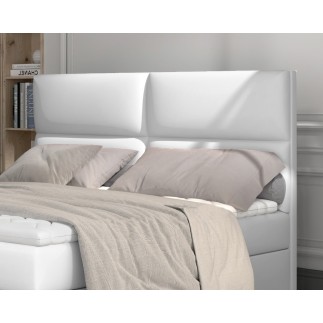 Ensemble boxspring complet tête de lit + sommiers + matelas + surmatelas AMARIS de VENESETTI - simili cuir blanc - 180x200 cm
