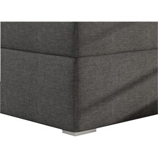 Ensemble boxspring complet tête de lit + sommiers + matelas + surmatelas BORIS de VENESETTI - tissu luxe gris foncé - 140x200 cm