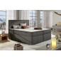 Ensemble boxspring complet tête de lit + sommiers + matelas + surmatelas BORIS de VENESETTI - tissu luxe gris foncé - 160x200 cm