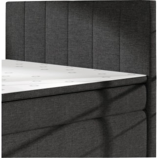 Ensemble boxspring complet tête de lit + sommiers + matelas + surmatelas BORIS de VENESETTI - tissu luxe gris foncé - 160x200 cm