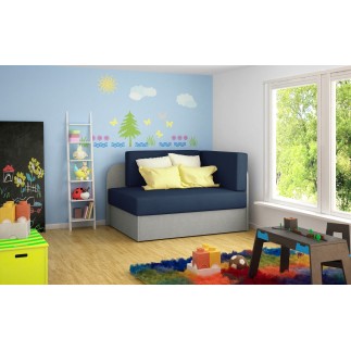 Canapé convertible 2 places moderne en tissu bleu foncé / Gris clair
