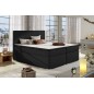 Ensemble boxspring complet tête de lit + sommiers + matelas + surmatelas BORIS de VENESETTI - tissu luxe noir - 140x200 cm