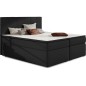Ensemble boxspring complet tête de lit + sommiers + matelas + surmatelas BORIS de VENESETTI - tissu luxe noir - 160x200 cm