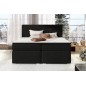 Ensemble boxspring complet tête de lit + sommiers + matelas + surmatelas BORIS de VENESETTI - tissu luxe noir - 180x200 cm