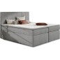 Ensemble boxspring complet tête de lit + sommiers + matelas + surmatelas BORIS de VENESETTI - tissu luxe gris clair - 140x200 cm