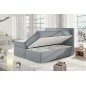 Ensemble boxspring complet tête de lit + sommiers + matelas + surmatelas BORIS de VENESETTI - tissu luxe gris clair - 140x200 cm