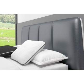 Lit design en cuir italien de luxe VERDI, chocolat et blanc, 180x200