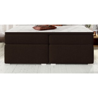 Ensemble boxspring complet tête de lit + sommiers + matelas + surmatelas BORIS de VENESETTI - tissu luxe chocolat - 140x200 cm