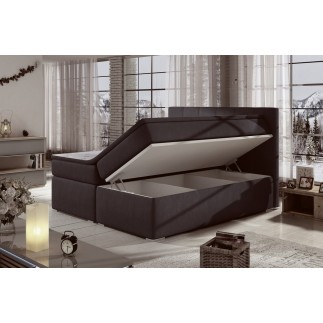 Ensemble boxspring complet tête de lit + sommiers + matelas + surmatelas BORIS de VENESETTI - tissu luxe chocolat - 160x200 cm
