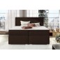 Ensemble boxspring complet tête de lit + sommiers + matelas + surmatelas BORIS de VENESETTI - tissu luxe chocolat - 160x200 cm