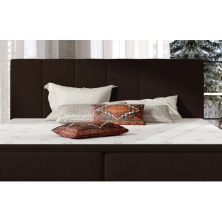 Ensemble boxspring complet tête de lit + sommiers + matelas + surmatelas BORIS de VENESETTI - tissu luxe chocolat - 160x200 cm