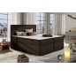 Ensemble boxspring complet tête de lit + sommiers + matelas + surmatelas BORIS de VENESETTI - tissu luxe chocolat - 180x200 cm