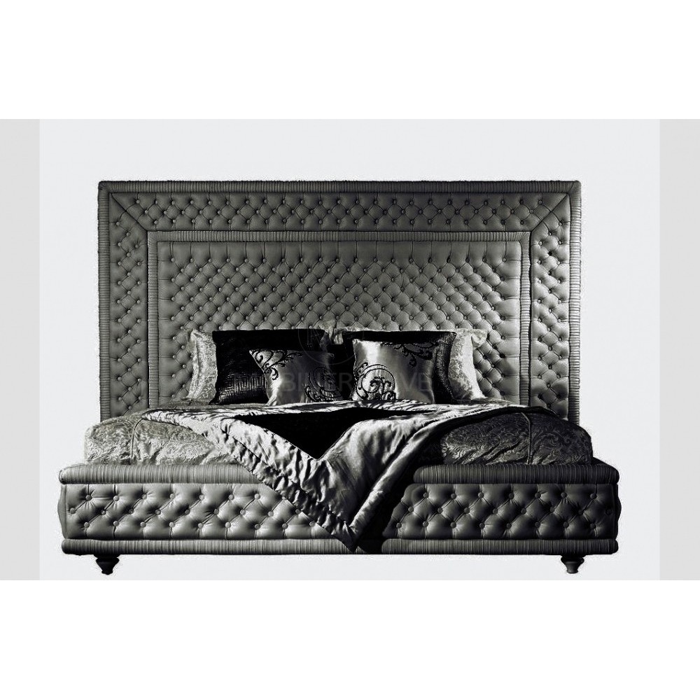 Lit en cuir italien de luxe PALACE, gris foncé, 160x200