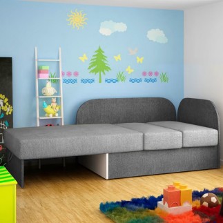 Canapé convertible 2 places moderne en tissu Gris clair / Gris foncé
