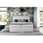 Ensemble boxspring complet tête de lit + sommiers + matelas + surmatelas BORIS de VENESETTI - simili cuir blanc - 180x200 cm