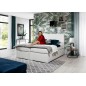 Ensemble boxspring complet tête de lit + sommiers + matelas + surmatelas BORIS de VENESETTI - simili cuir blanc - 140x200 cm