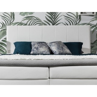 Ensemble boxspring complet tête de lit + sommiers + matelas + surmatelas BORIS de VENESETTI - simili cuir blanc - 140x200 cm