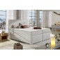 Ensemble boxspring complet tête de lit + sommiers + matelas + surmatelas BORIS de VENESETTI - simili cuir blanc - 160x200 cm
