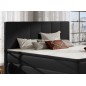 Ensemble boxspring complet tête de lit + sommiers + matelas + surmatelas BORIS de VENESETTI - simili cuir noir - 160x200 cm