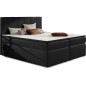 Ensemble boxspring complet tête de lit + sommiers + matelas + surmatelas BORIS de VENESETTI - simili cuir noir - 180x200 cm