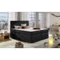 Ensemble boxspring complet tête de lit + sommiers + matelas + surmatelas BORIS de VENESETTI - simili cuir noir - 180x200 cm