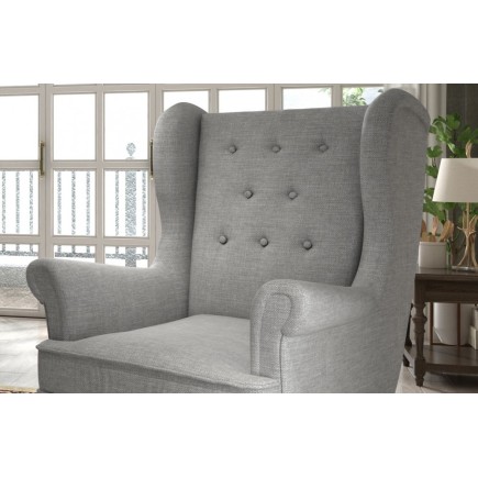 Fauteuil 1 place en tissu catégorie luxe, gris, ARNAUD