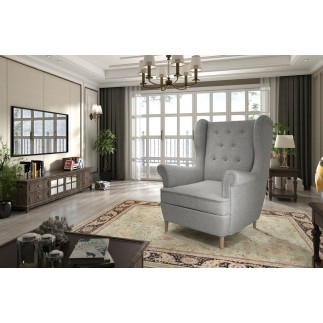 Fauteuil 1 place en tissu catégorie luxe, gris, ARNAUD