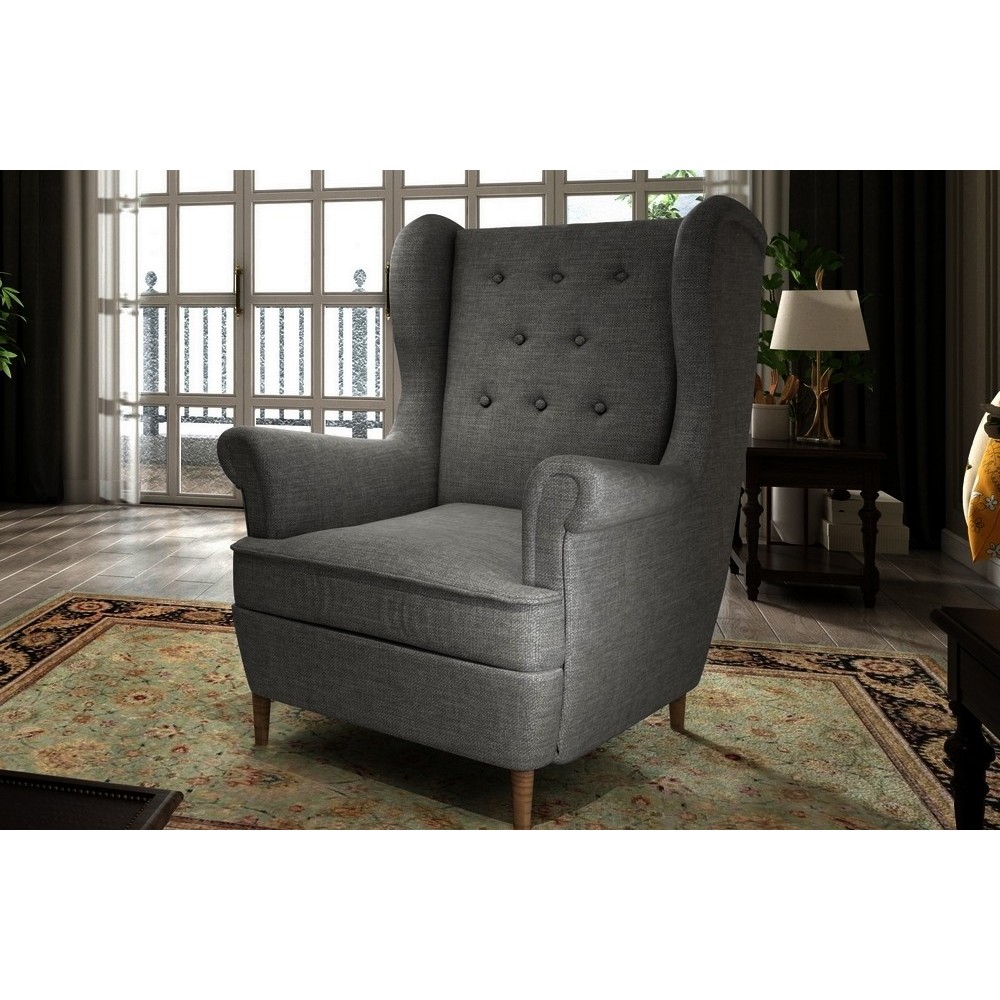 Fauteuil 1 place en tissu catégorie luxe, gris foncé, ARNAUD