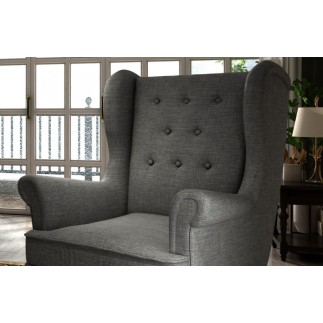 Fauteuil 1 place en tissu catégorie luxe, gris foncé, ARNAUD