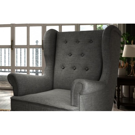 Fauteuil 1 place en tissu catégorie luxe, gris foncé, ARNAUD