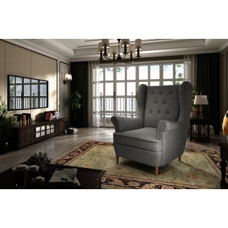 Fauteuil 1 place en tissu catégorie luxe, gris foncé, ARNAUD