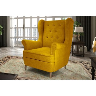 Fauteuil 1 place en tissu catégorie luxe, moutarde, ARNAUD