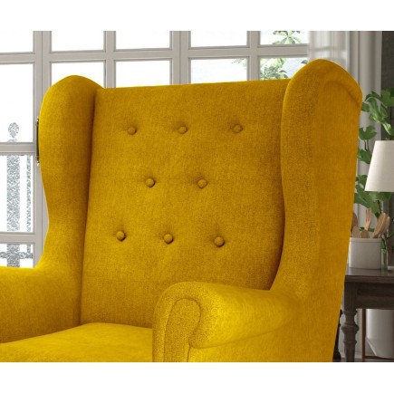 Fauteuil 1 place en tissu catégorie luxe, moutarde, ARNAUD