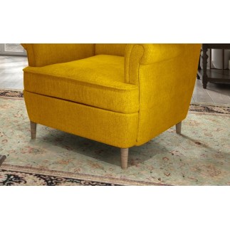 Fauteuil 1 place en tissu catégorie luxe, moutarde, ARNAUD