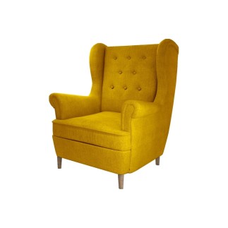 Fauteuil 1 place en tissu catégorie luxe, moutarde, ARNAUD