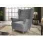 Fauteuil 1 place en tissu velours catégorie luxe, gris, ARNAUD