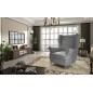 Fauteuil 1 place en tissu velours catégorie luxe, gris, ARNAUD