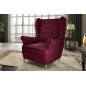 Fauteuil 1 place en tissu velours catégorie luxe, bordeaux, ARNAUD
