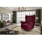 Fauteuil 1 place en tissu velours catégorie luxe, bordeaux, ARNAUD