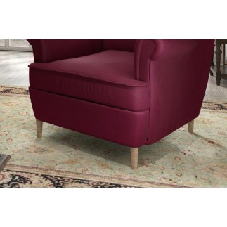 Fauteuil 1 place en tissu velours catégorie luxe, bordeaux, ARNAUD