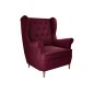 Fauteuil 1 place en tissu velours catégorie luxe, bordeaux, ARNAUD