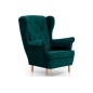 Fauteuil 1 place en tissu velours catégorie luxe, vert foncé, ARNAUD