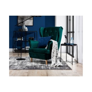 Fauteuil 1 place en tissu velours catégorie luxe, vert foncé, ARNAUD