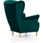 Fauteuil 1 place en tissu velours catégorie luxe, vert foncé, ARNAUD