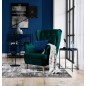 Fauteuil 1 place en tissu velours catégorie luxe, vert foncé, ARNAUD