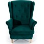 Fauteuil 1 place en tissu velours catégorie luxe, vert foncé, ARNAUD
