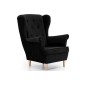 Fauteuil 1 place en tissu velours catégorie luxe, noir, ARNAUD